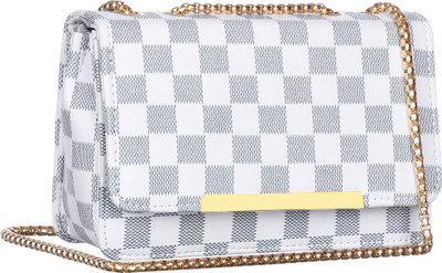 Leather Land White, Grey Sling Bag Designer LV Box chain White & Grey