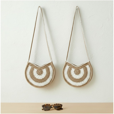 Style Gali Brown Sling Bag Handmade Crochet Jute Sling Bag Round Brown Cross Body for Women Girl(Pack of 2)