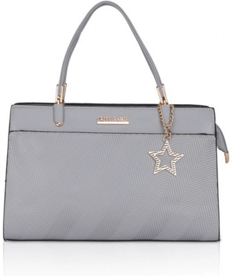 ABSECOM Grey Hand-held Bag Faux Leather Textured Adjustable Long Belt Handbag