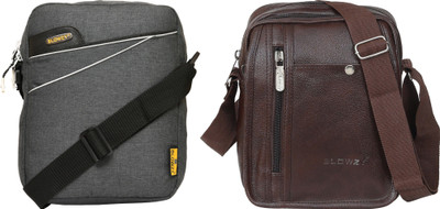 GOODINA Grey, Brown Hand-held Bag Perfect messenger sling bag/shoulder sling bag/cross body sling travelling Bag(Pack of 2)