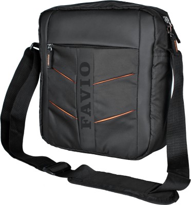 FAVIO Black, Orange Sling Bag Black Men Sling Bag - Regular Size