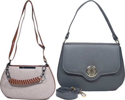 Despacito Silver, Grey Sling Bag Elegant sling bag(Pack of 2)