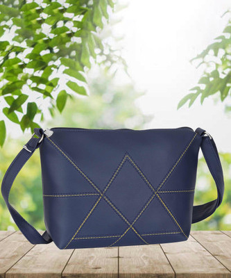 Leather Land Blue Sling Bag American Stitch Sling In NAVY BLUE