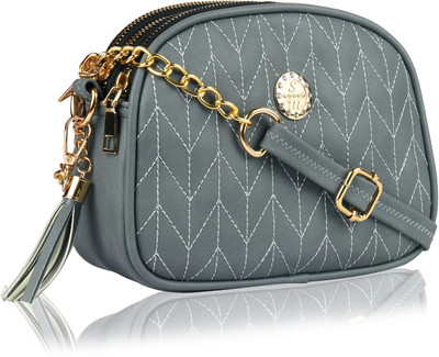 house of common Grey Sling Bag HC_LC RND-3CHAIN-KADHAI-grey