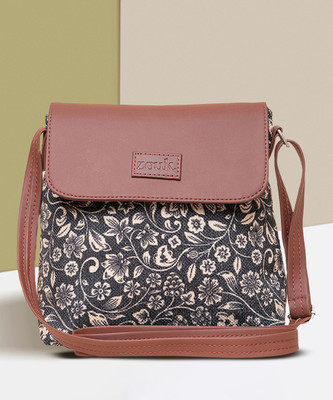 ZOUK Black Sling Bag FloMotif Flap Sling Bag