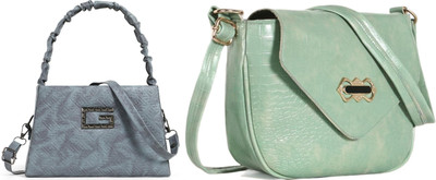 Zaxcer Grey, Green Sling Bag Beautiful Sling Bags for women and girls(Pack of 2)