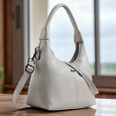 Exotic Grey Sling Bag Floral Textured Slingbag with Dual Carrying Straps – Chic & Functional Design
