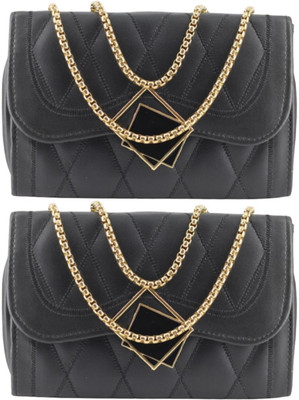 Bag ward Black, Black Sling Bag Stylish Fancy Unique Design Sling Bag For Women's/Girls(Pack of 2)