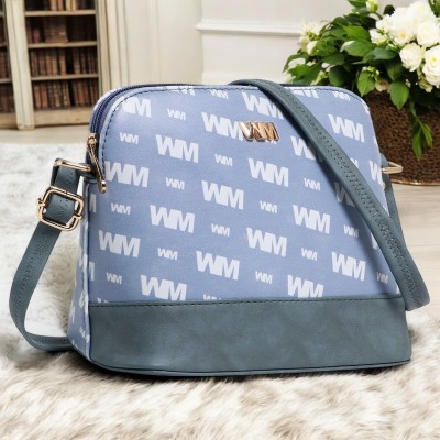 Women Marks Blue Sling Bag Emboss Digital Printed-bag