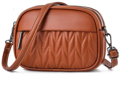 SYGA Brown Sling Bag Women Small Bag Cross-Border Foreign Diamond Shoulder Bag(Brown)