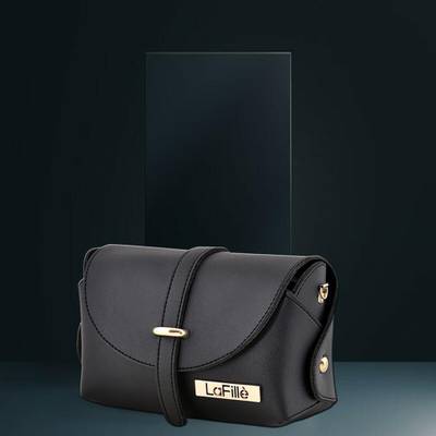 LaFille Black Sling Bag Trendy Women Girls Sling Handbag Cross