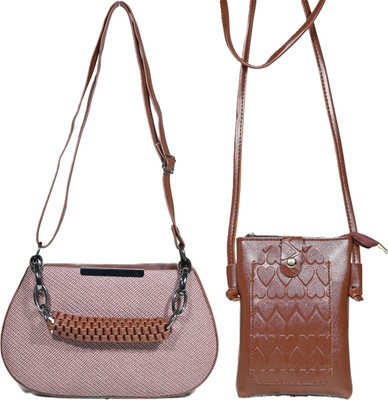 Despacito Maroon, Tan Sling Bag Elegant sling bag(Pack of 2)