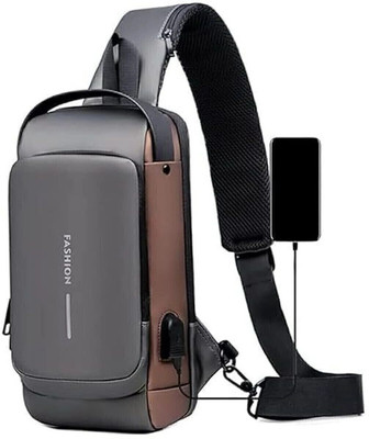 Modernvision Black Sling Bag Bag for Men Crossbody Backpack for Men Anti-Theft Chest Bag &USB Charging Port