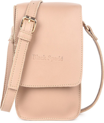 black spade Beige Sling Bag Mobile Crossbody