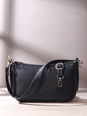 Parnidhi Black Sling Bag Baguette Shoulder Sling Bag for Women Long Adjustable & Detachable Strap