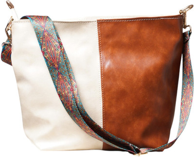 Ardan White, Brown Sling Bag Vegan Leather/Cross-Body Bag for Girls & Women