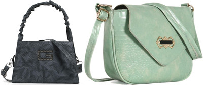 Zaxcer Black, Green Sling Bag Beautiful Sling Bags for women and girls(Pack of 2)