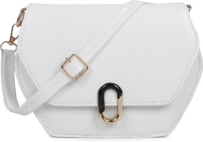 claspNclutch White Sling Bag For Girls With Adjustable Strap & 1 Compartment