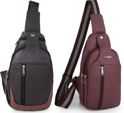 CIMONI Brown, Maroon Shoulder Bag Casual Trendy Travel Sling Bag Crossbody Shoulder Waterproof Short Trip Bag(Pack of 2)