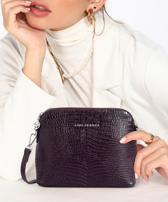 LINO PERROS Brown Sling Bag LWSL00505CROCOBROWN