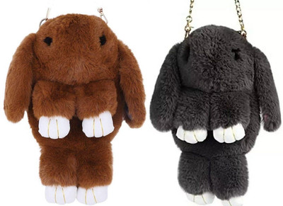 Nappmall Black, Brown Sling Bag Cute Cartoon Rabbit(Pack of 2)