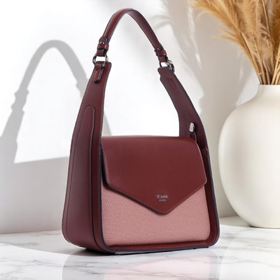 Exotic Premium Brown Shoulder Bag Unique Design Textured Flap Closure Bag