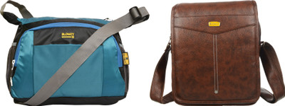 Blowzy Blue, Black, Brown Sling Bag College crossbody Travel Unisex Office Business Messenger Bag(Pack of 2)