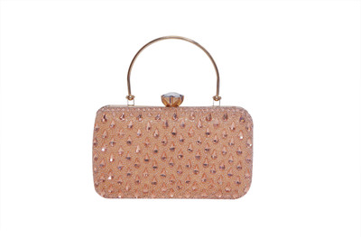 Kesariya kreations Pink Clutch Crystal beaded evening clutch silver