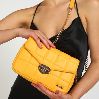 KLEIO Yellow Sling Bag Vegan Quilted Crossbody Sling Bag