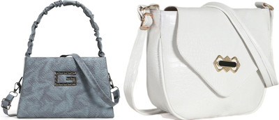 Zaxcer Grey, White Sling Bag Beautiful Sling Bags for women and girls(Pack of 2)