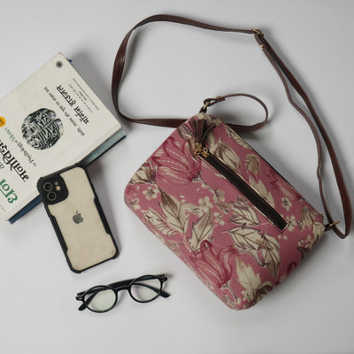Hamensch Pink Sling Bag Pink Floral Sling Bag for Womens
