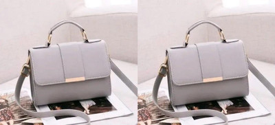 A2Z CREATIONS Grey, Grey Sling Bag Black Sling Bag(Pack of 2)