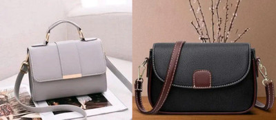 A2Z CREATIONS Blue, Grey Shoulder Bag Premium Looking Women Sling bag With Digital printed strap.(Pack of 2)