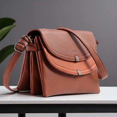 Exotic Brown Sling Bag Dual-Tone with Dual Flaps – A Unique and Stylish Design Bag