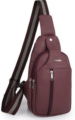 CIMONI Maroon Shoulder Bag Stylish Unique Design Classy Trendy Travel Chest Choulder Unisex Crossbody Bag