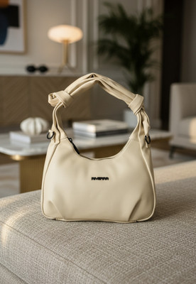 BLVCK THREADZ White Sling Bag Trendy Beige Knotted Strap Shoulder Bag for Women
