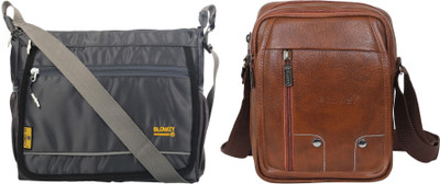 Blowzy Tan, Grey Sling Bag Cross Body Travel Office Business Messenger One Side Men & Women Sling Bag(Pack of 2)