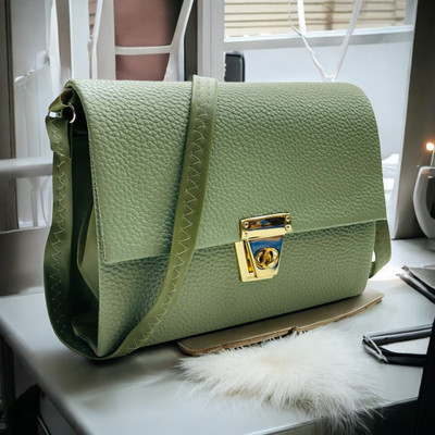 Carissa Green Sling Bag Classy Stylish Sling Bag With long adjustable straps Golden lock button