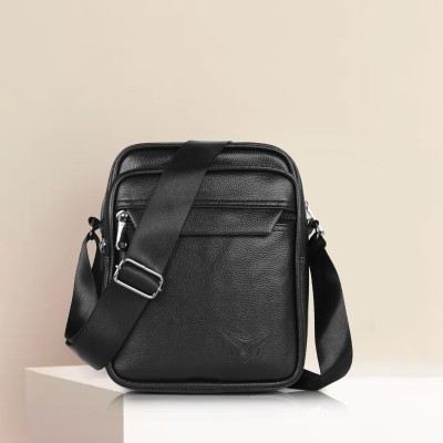 LANCER Black Sling Bag Casual Design Shoulder Crossbody Men Sling Bag For Office College Daytrip