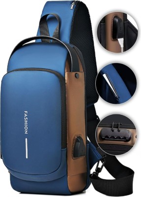 Shreyansh Blue Shoulder Bag Multifunction Password Anti Theft Sacgear Backpack Sling Bag