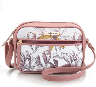 Sacci Mucci Pink Sling Bag Printed Handcrafted Crossbody Rainbow Sling Bag, Sling Bag-Magnolia