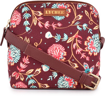 Lychee Bags Brown Sling Bag Women Printed Canvas Sling Bag