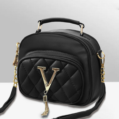 MUSRAT Black Sling Bag Latest Trend Party Wear Sling Bag with Adjustable Strap for Girls and Women's