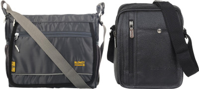 Blowzy Black, Grey Sling Bag Cross Body Travel Office Business Messenger One Side Men & Women Sling Bag(Pack of 2)
