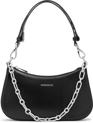 Miraggio Black Shoulder Bag Sling Bag For Women With Detachable Strap