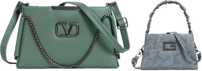 Zaxcer Green, Grey Sling Bag Beautiful Sling Bags for women and girls(Pack of 2)