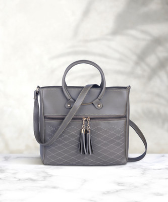house of common Grey Sling Bag HC_LC SR-RND-HNDLE-2-ZIP-GREY