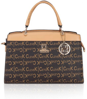 ABSECOM Black Hand-held Bag Faux Leather Metal Beads Handbag Daily Use