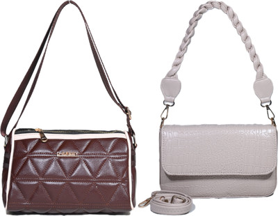 Despacito Brown, Beige Sling Bag Designer sling bag(Pack of 2)