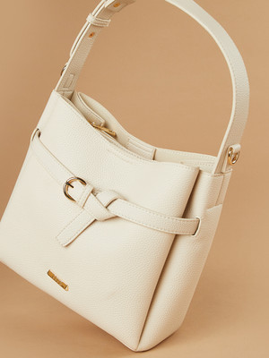 CODE by Lifestyle White Shoulder Bag Bucket Shoulder Bag with Bow Detail